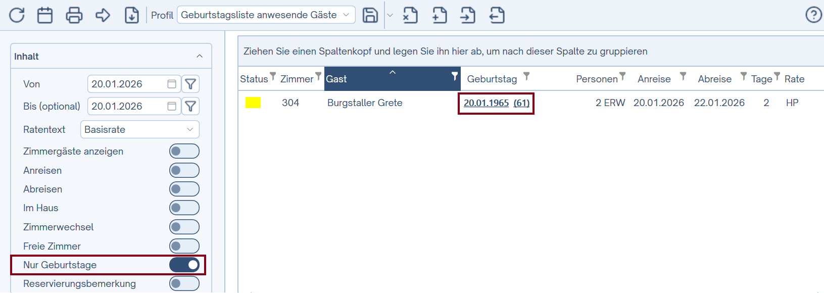 Nur Geburtstage