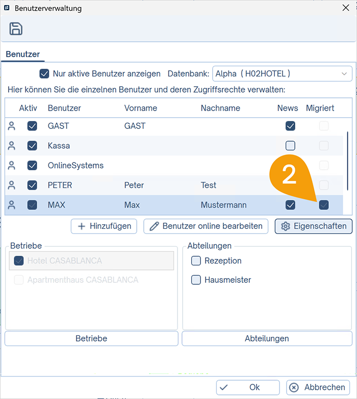Benutzerrechte vergeben