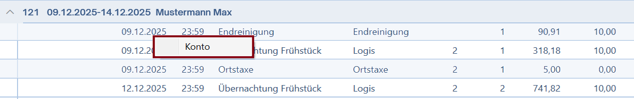 Rechtsklick -> Konto