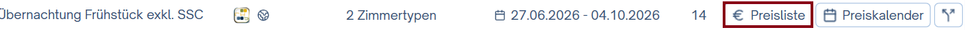 Preisliste öffnen