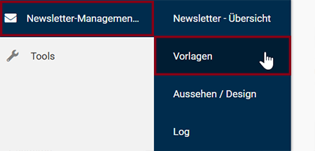 Menüpunkt Vorlagen