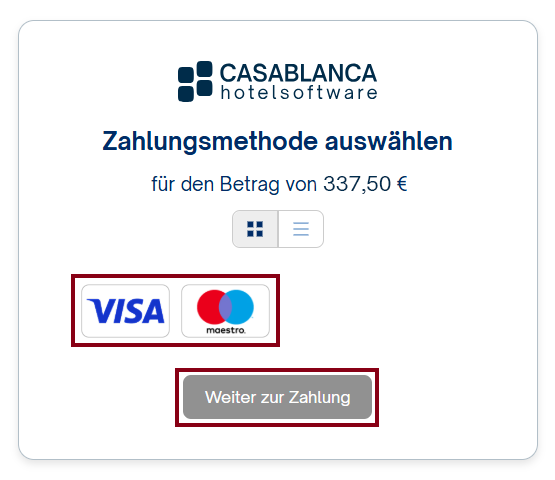 Zahlungsmittel wählen Payment Gateway