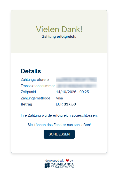 Bestätigung Zahlung Payment Gateway