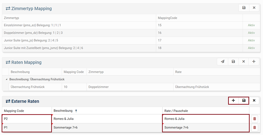 Pauschalen Mappings