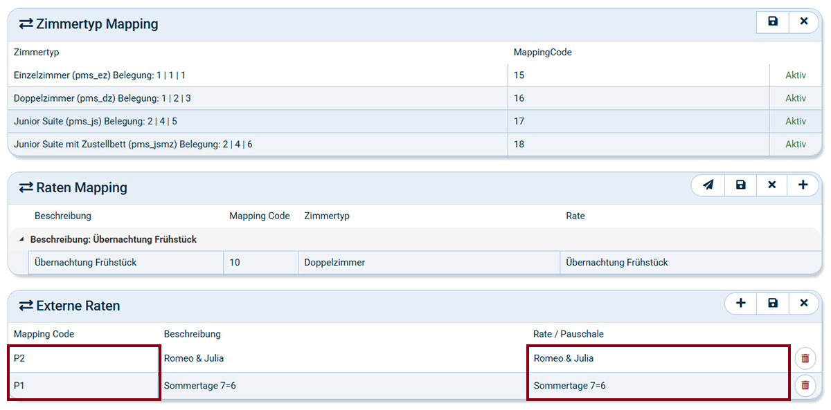 Pauschalen Mappings Pauschalen Mappings