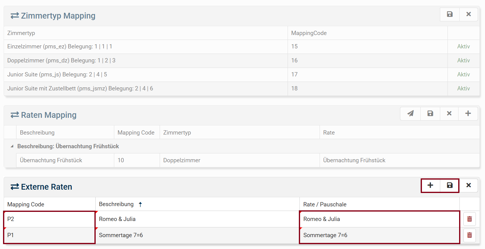 Pauschalen Mappings