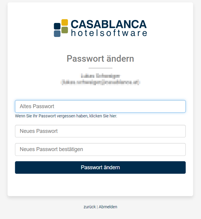 Neues Passwort vergeben