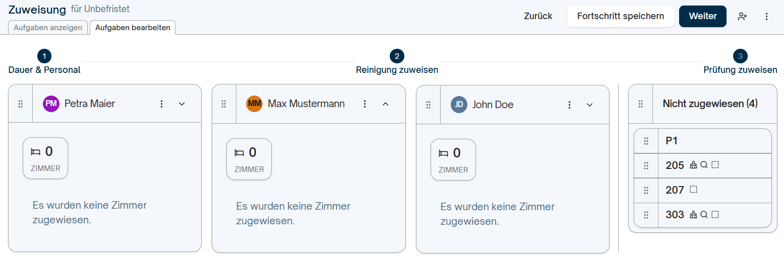 Zuweisung von Aufgaben