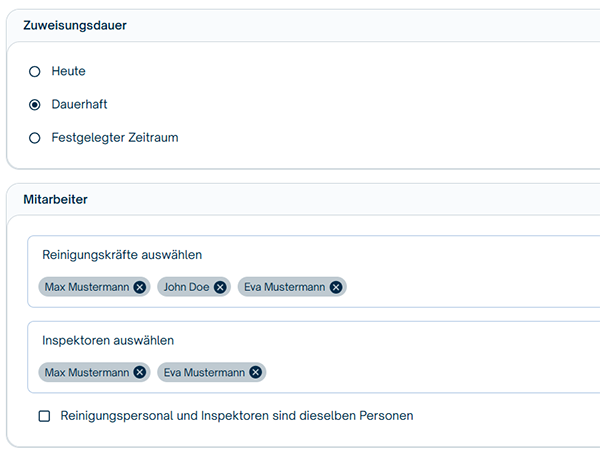 Zuweisung von Aufgaben