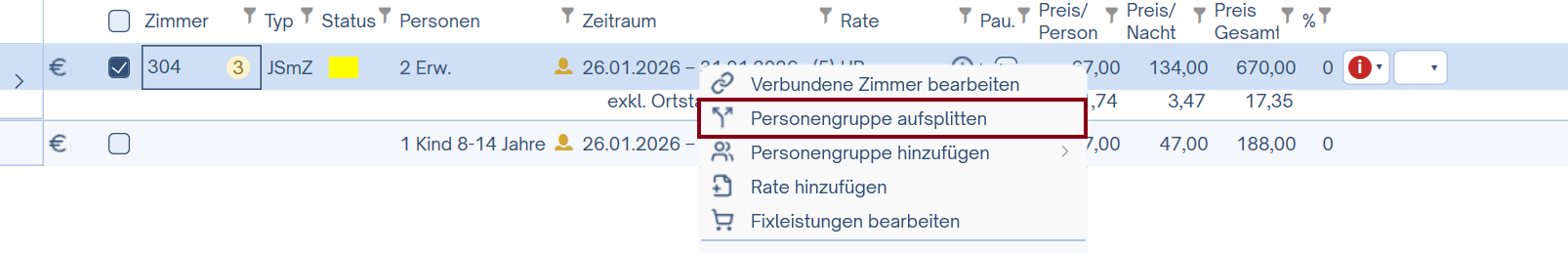 Personengruppen aufsplitten Personengruppen aufsplitten