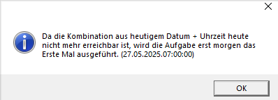 Information zur nächsten Ausführung