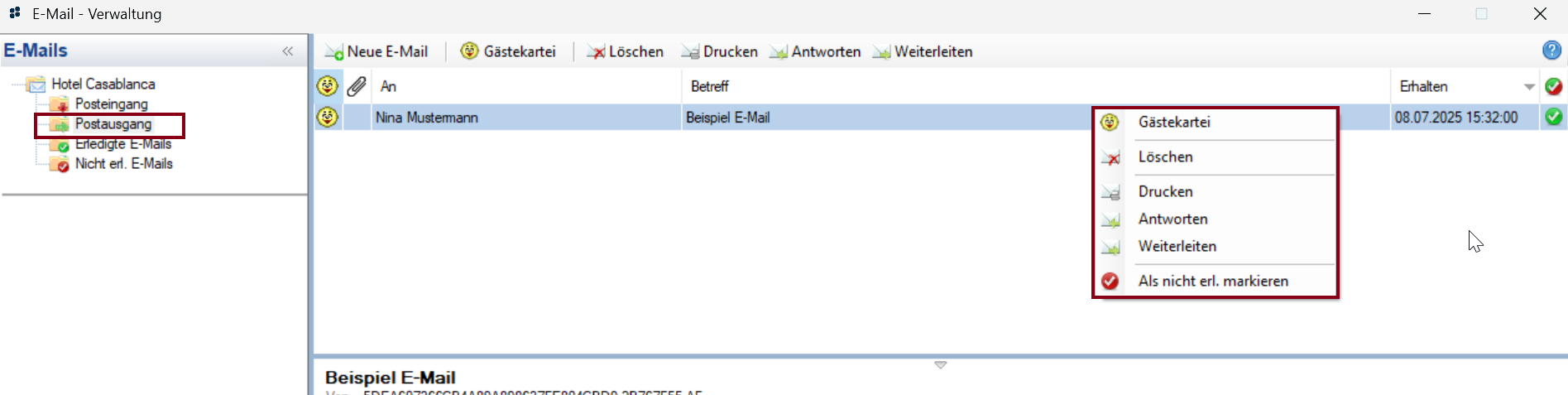 E-Mail Postausgang Bild1