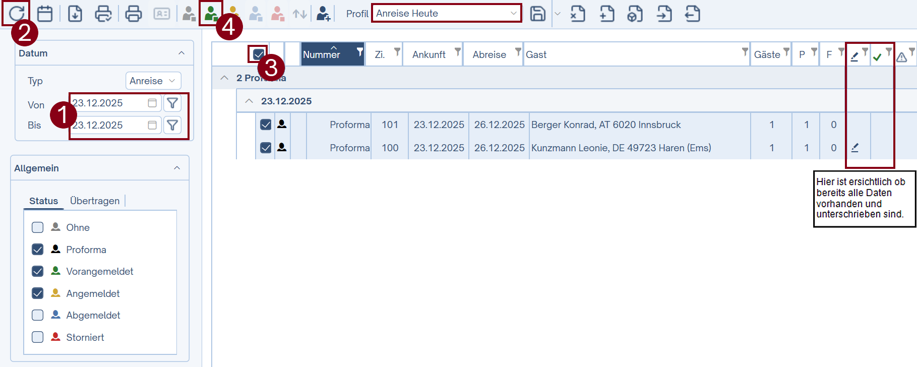 Voranmeldung durchführen Voranmeldung durchführen