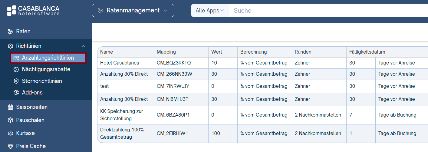 Preise > Anzahlung Preise > Anzahlung