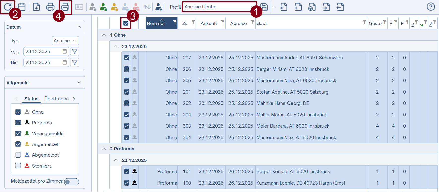 Proforma drucken