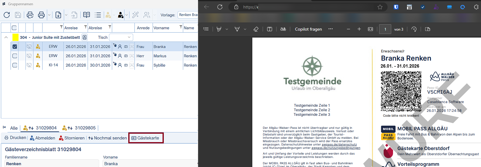 Gästekarte (Pass) drucken Gästekarte (Pass) drucken