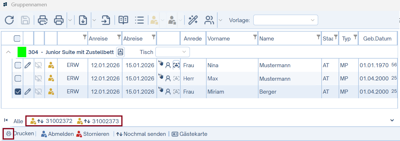 Meldeschein ausdrucken