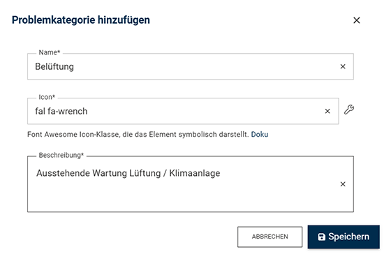 Zuweisung Problemkategorien