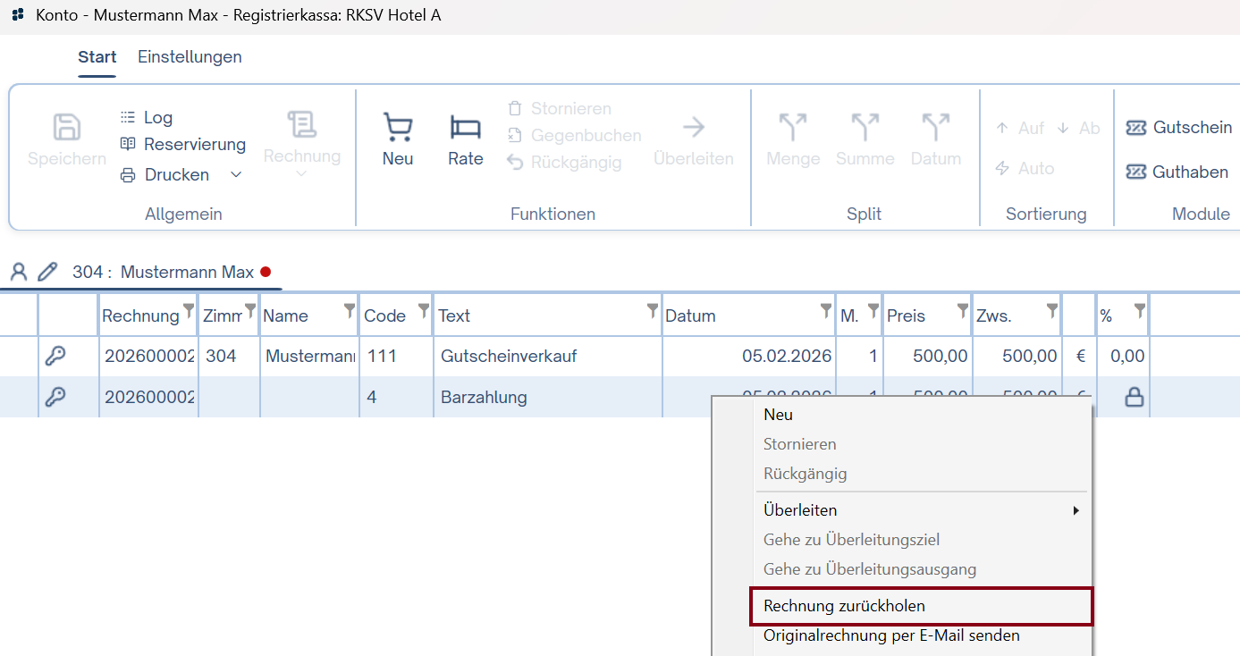 Rechnung stornieren Bild1