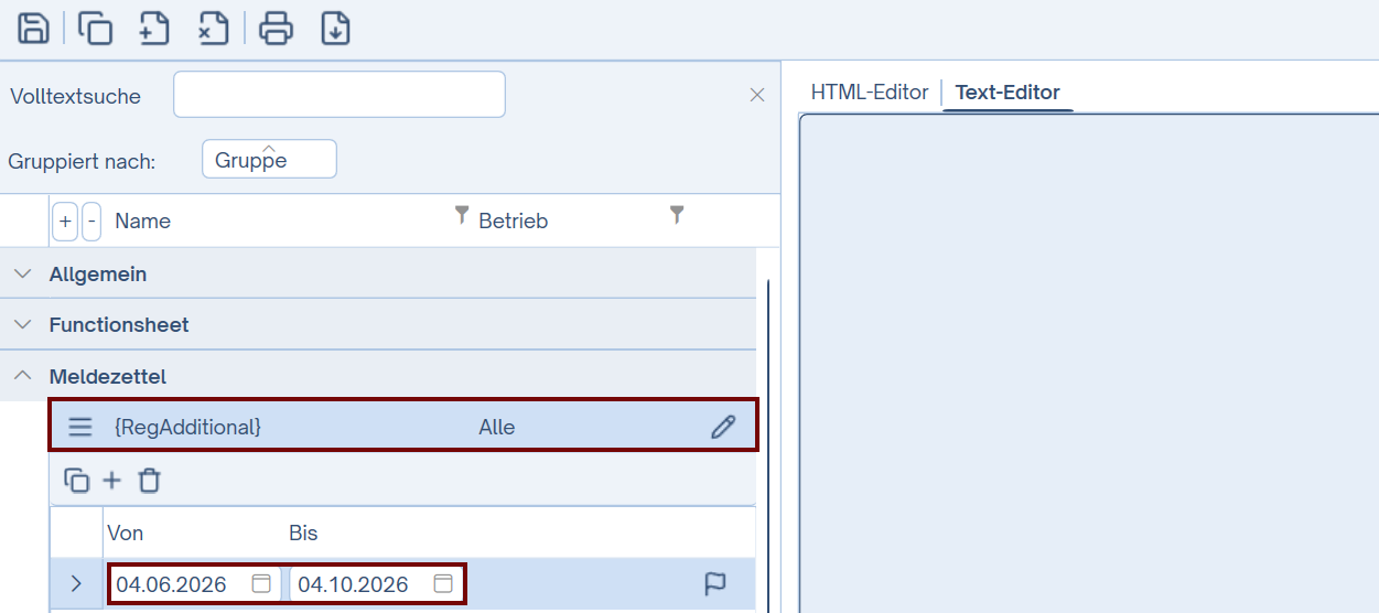 Zeitraum hinterlegen