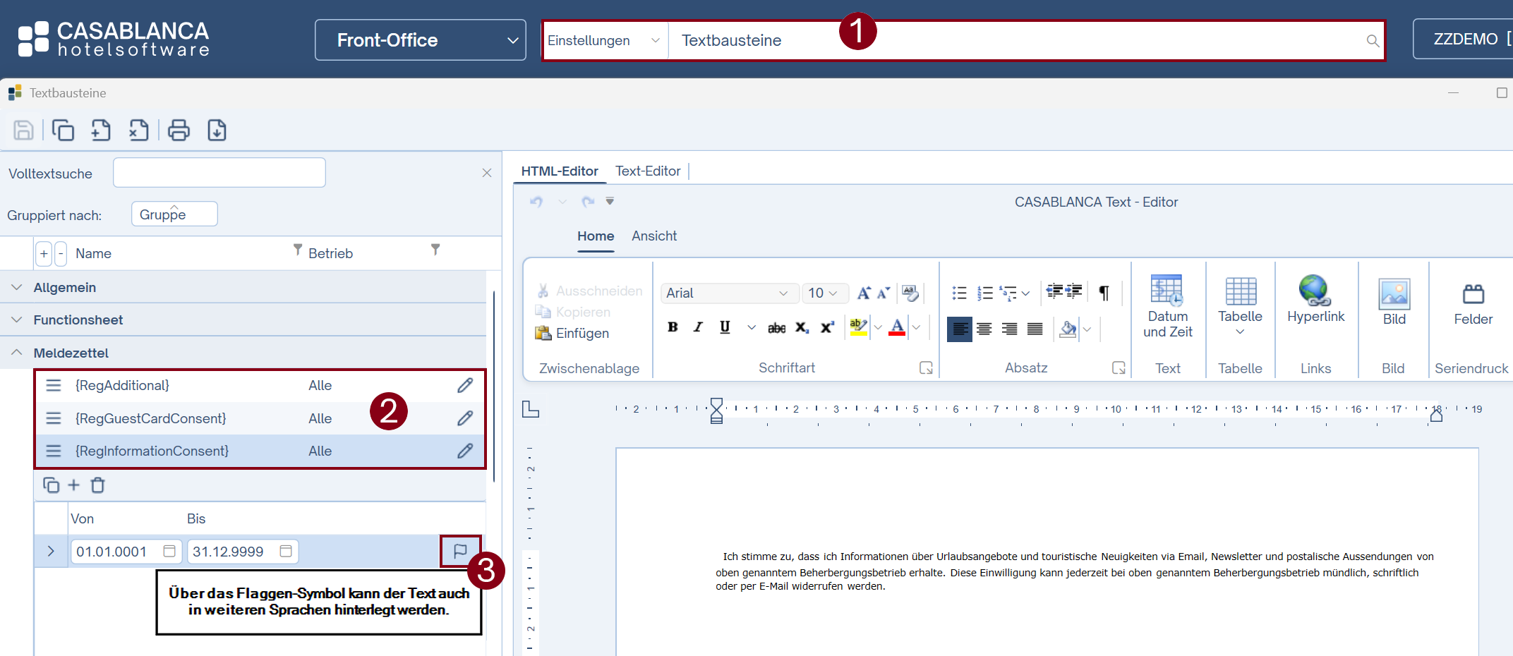 Meldezettel - Text-Bausteine Meldezettel - Text-Bausteine