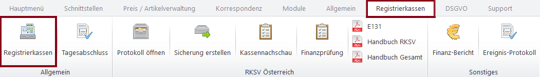 Registrierkassen öffnen