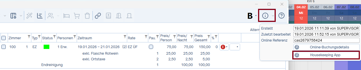 Housekeeping-App öffnen Benutzerdefinierte Routinen