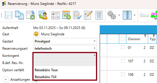 Kontingente zuweisen
