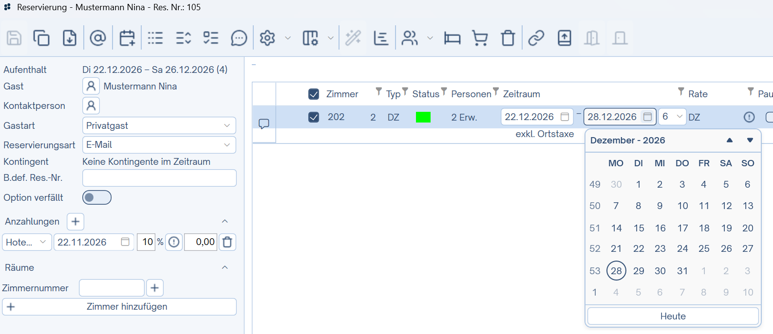 Reservierungsmaske Reservierungsmaske
