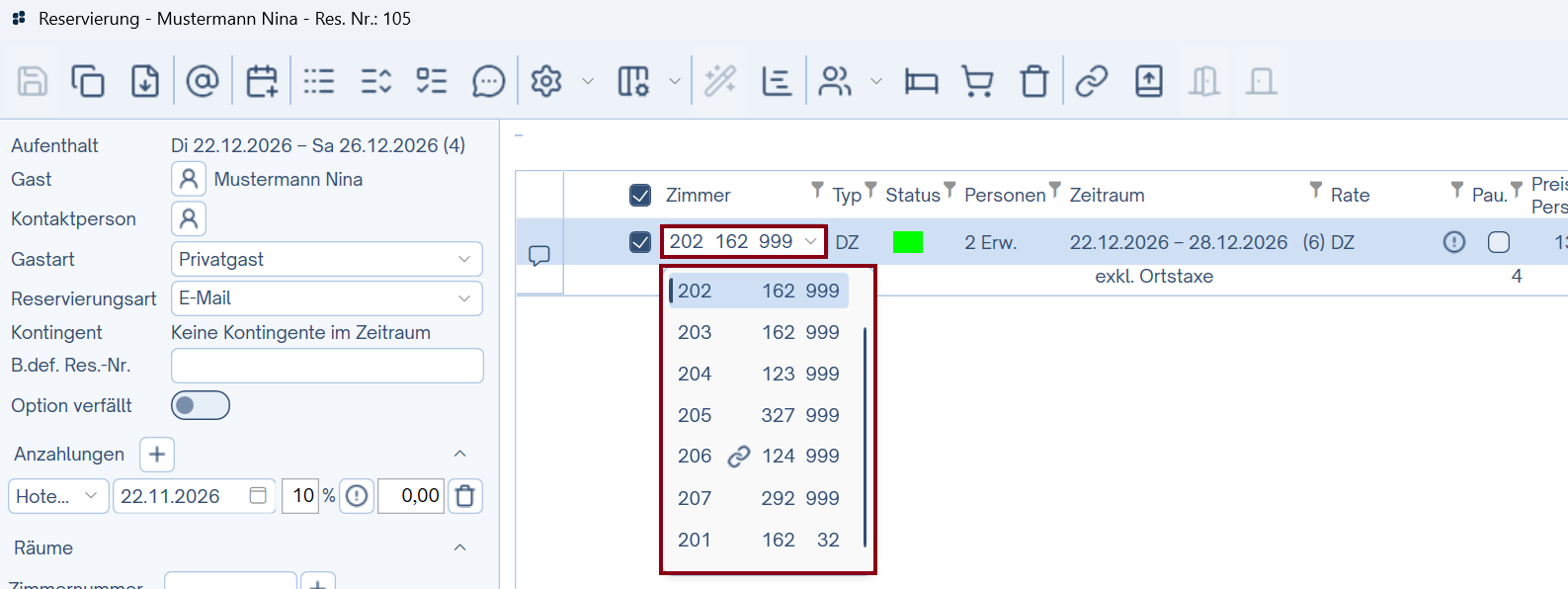 Reservierungsmaske Reservierungsmaske