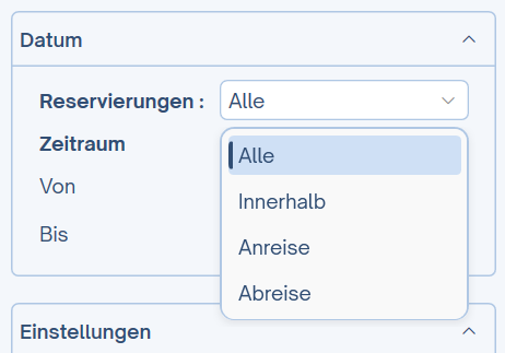 Reservierungs-Einstellungen