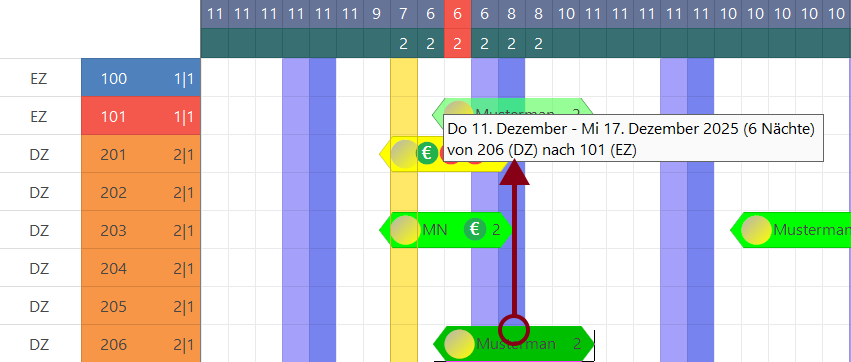 Reservierung verschieben