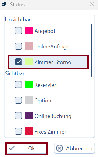 Zimmer-Storno