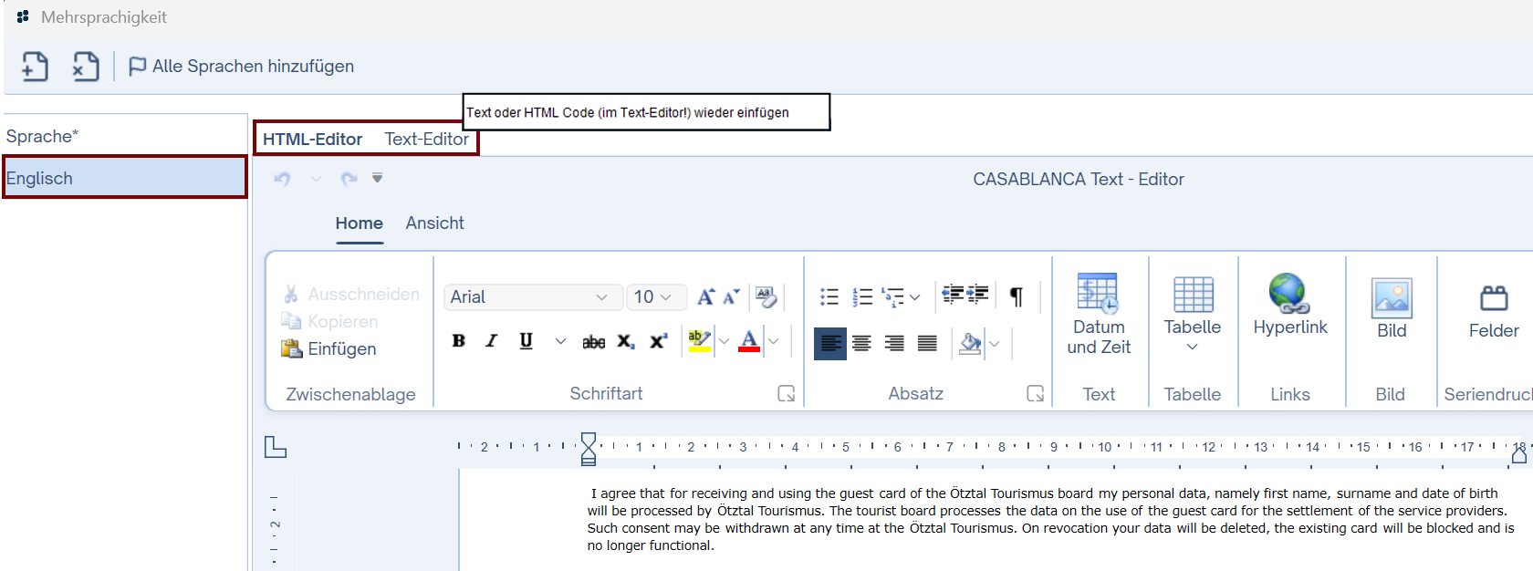 Neuen Text speichern