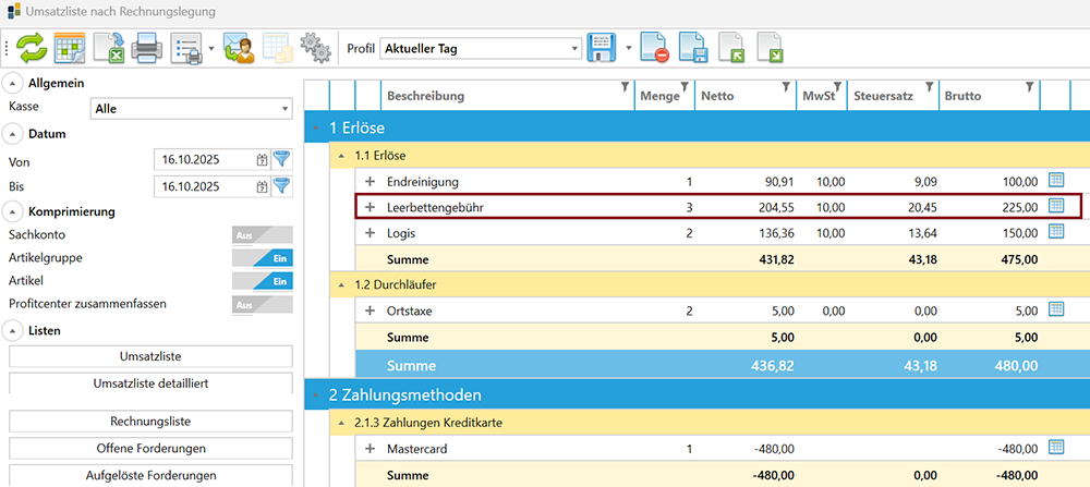Umsatzliste Umsatzliste