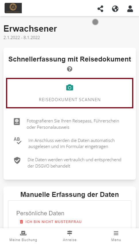 Reisedokument scannen
