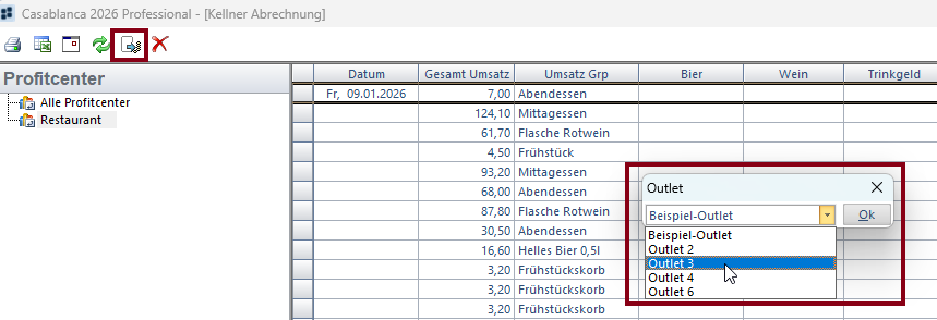 Outlet-Auswahl Point of Sales