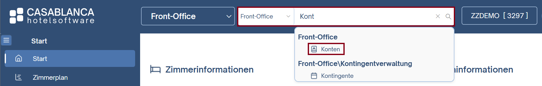 CASABLANCA Suche Navigation