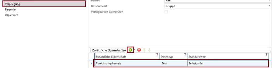 Verpflegung - Selbstzahler Ressourcenverwaltung