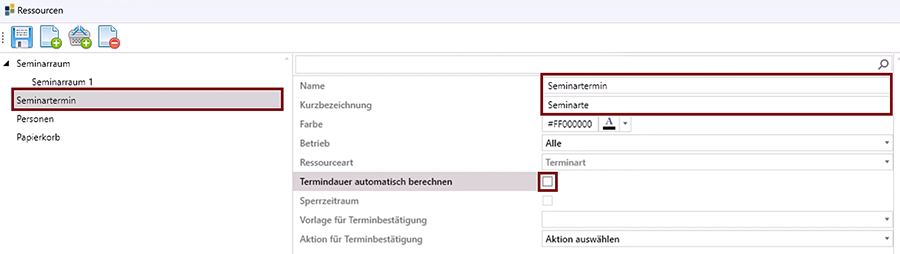 Seminartermin Ressourcenverwaltung