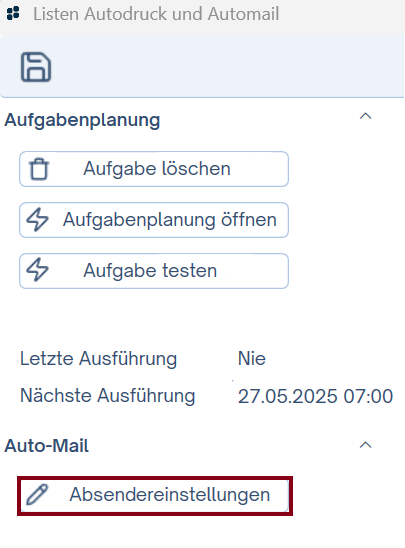 Absendereinstellungen