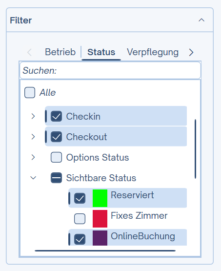 Einstellung Status