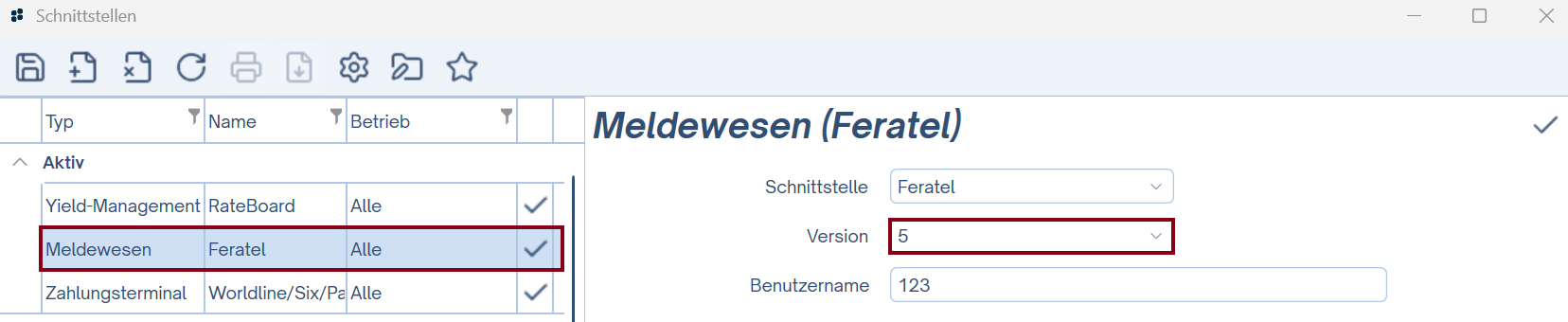 Einstellungen Version "5" Einstellung Version "5"
