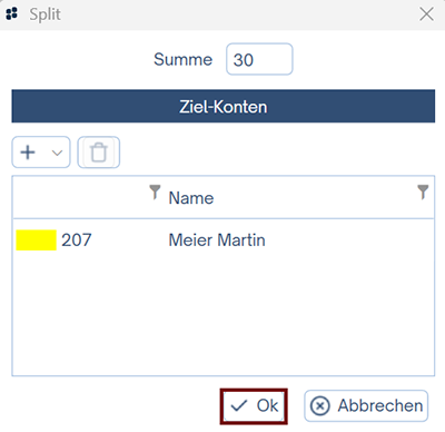 Auswahl mit OK bestätigen