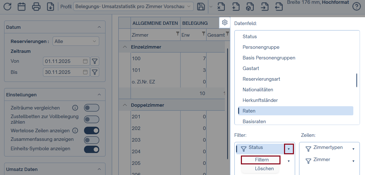 Status Filter anpassen