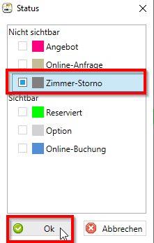 Status - Zimmer-Storno