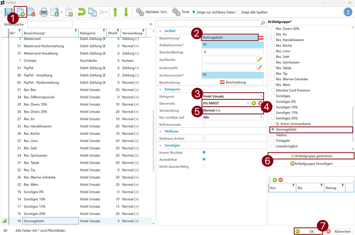 Artikel anlegen Artikel anlegen