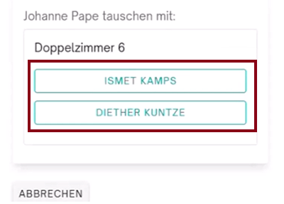Zimmer auswählen Übersicht