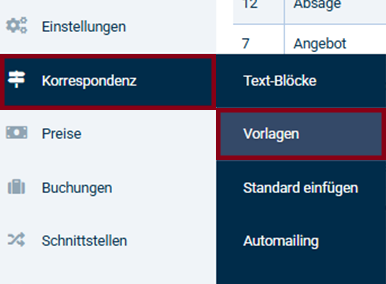 Korrespondenz -> Vorlagen