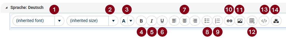 Funktionen des Text-Editors